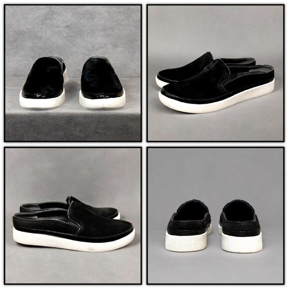 Vionic Effortless Nubuck Patent Trim Mules Slip On Slides Sneakers Black - Picture 14 of 16